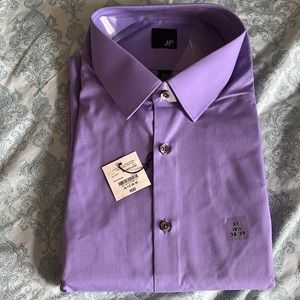 JF J. Ferrar long sleeve purple dress shirt Big & Tall s 38-39, 18 1/2 collar